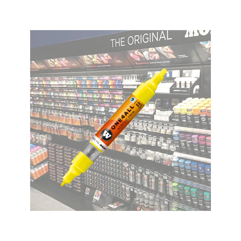 Molotow molotow acrylic marker one4all twin 1,5/4mm 220 neon yellow / jaune fluorescent - peintureMW227429.jpg4250397635279