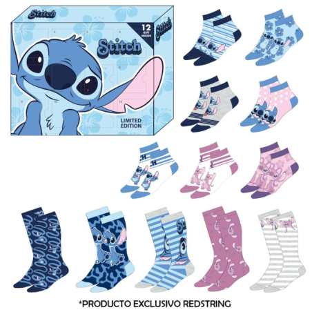 STITCH - Blue&Pink - Gift Box - 12 Paires de Chaussettes (T 35-41)FIGRS431580_1.png8445484460940