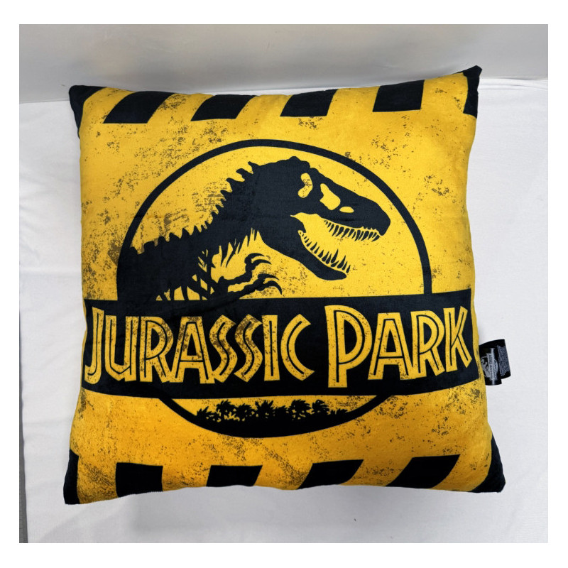 Sd toys jurassic park coussin 45x45cm caution logo - coussin - préco avril 2025SD26246.jpg8435450262463