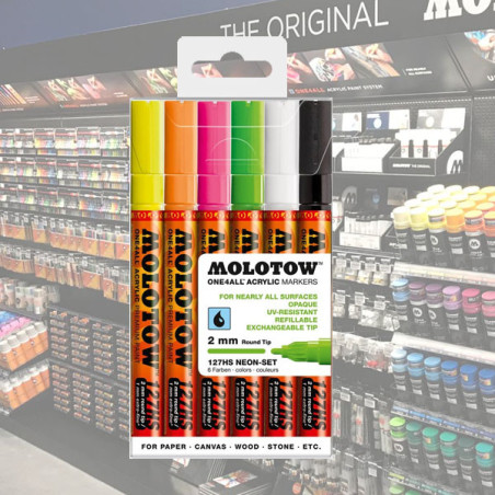 Molotow molotow acrylic marker one4all 2mm wallet neon set 6 pcs - peintureMW200173.jpg4250397602202