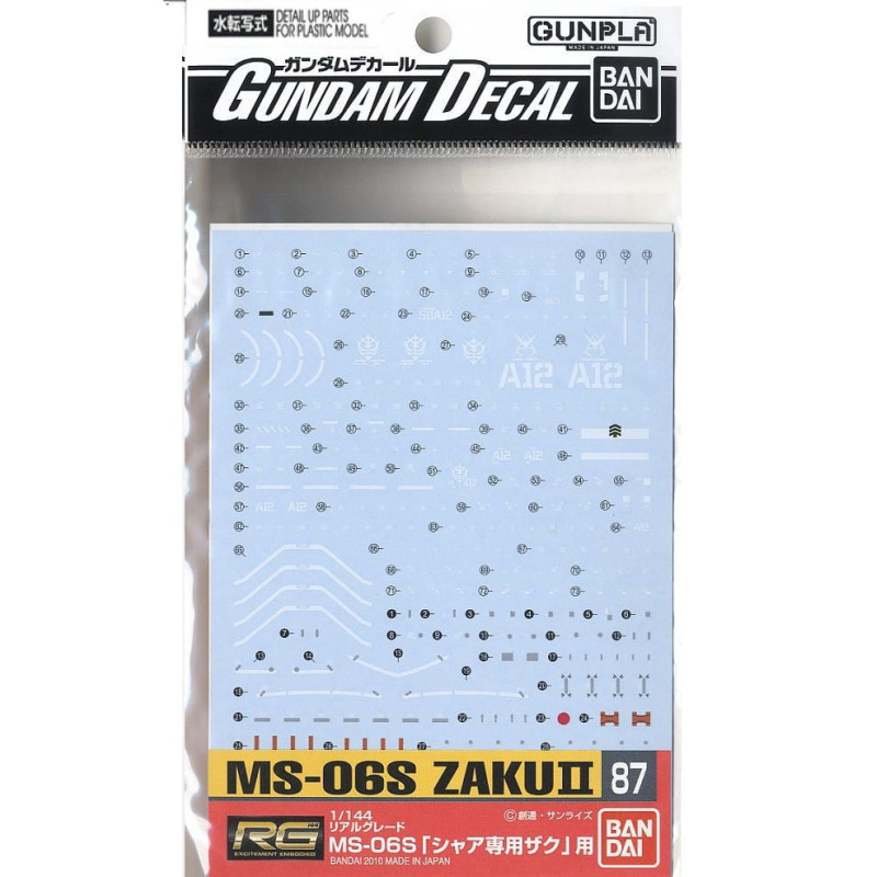 Bandai hobby gundam gunpla decal rg 1/144 87 ms-06s char's zak - accessoireBANMK57518.jpg4573102575180