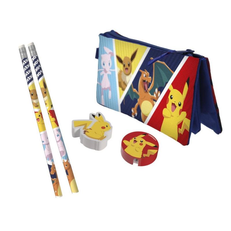 POKEMON - Set de Papeterie avec une Trousse Triple - 5pcFIGGS2022PK_1.jpg8426842116006