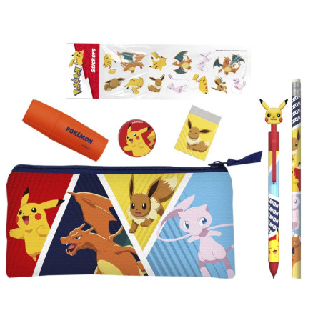 POKEMON - Set de Papeterie avec une Trousse Triple & Stickers - 7pcFIGGS2031PK_1.jpg8426842116013